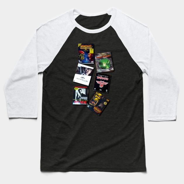 Old Skool video games - Retro 90's 2000's Baseball T-Shirt by Tees_N_Stuff